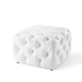 Amour Tufted Button Square Faux Leather Ottoman - White - MOD5744