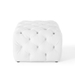 Amour Tufted Button Square Faux Leather Ottoman - White - MOD5744