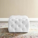 Amour Tufted Button Square Faux Leather Ottoman - White - MOD5744