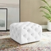 Amour Tufted Button Square Faux Leather Ottoman - White - MOD5744