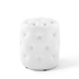 Amour Tufted Button Round Faux Leather Ottoman - White