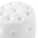 Amour Tufted Button Round Faux Leather Ottoman - White - MOD5750