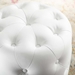 Amour Tufted Button Round Faux Leather Ottoman - White - MOD5750