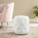 Amour Tufted Button Round Faux Leather Ottoman - White - MOD5750