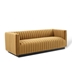 Conjure Channel Tufted Velvet Sofa - Cognac