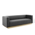 Charisma Channel Tufted Performance Velvet Living Room Sofa - Charcoal