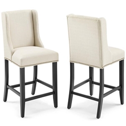 Baron Counter Stool Upholstered Fabric Set of 2 - Beige 