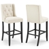 Baronet Bar Stool Upholstered Fabric Set of 2 - Beige