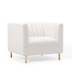 Shift Channel Tufted Performance Velvet Armchair - White