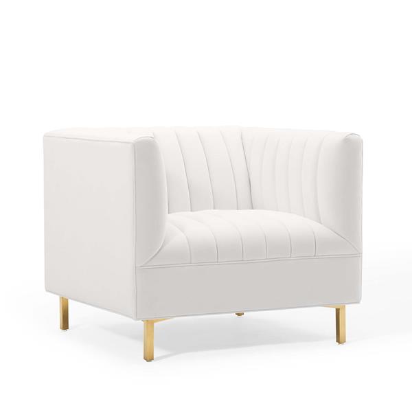 Shift Channel Tufted Performance Velvet Armchair - White 