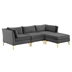 Ardent 4-Piece Performance Velvet Sectional Sofa - Gray