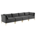 Ardent 4-Seater Performance Velvet Sofa - Gray - MOD6940