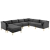 Ardent 7-Piece Performance Velvet Sectional Sofa - Gray