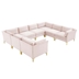 Ardent 8-Piece Performance Velvet Sectional Sofa - Pink