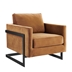 Posse Performance Velvet Accent Chair - Black Cognac