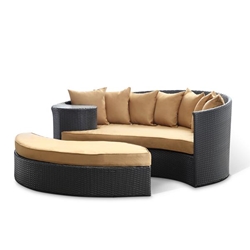 Taiji Outdoor Patio Wicker Daybed - Espresso Mocha 