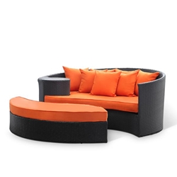 Taiji Outdoor Patio Wicker Daybed - Espresso Orange 