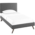 Amaris Twin Fabric Platform Bed with Round Splayed Legs - Gray