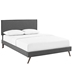 Amaris Queen Fabric Platform Bed with Round Splayed Legs - Gray