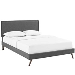 Amaris Queen Fabric Platform Bed with Round Splayed Legs - Gray 