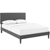 Amaris Queen Fabric Platform Bed with Squared Tapered Legs - Gray