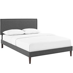 Amaris Queen Fabric Platform Bed with Squared Tapered Legs - Gray 