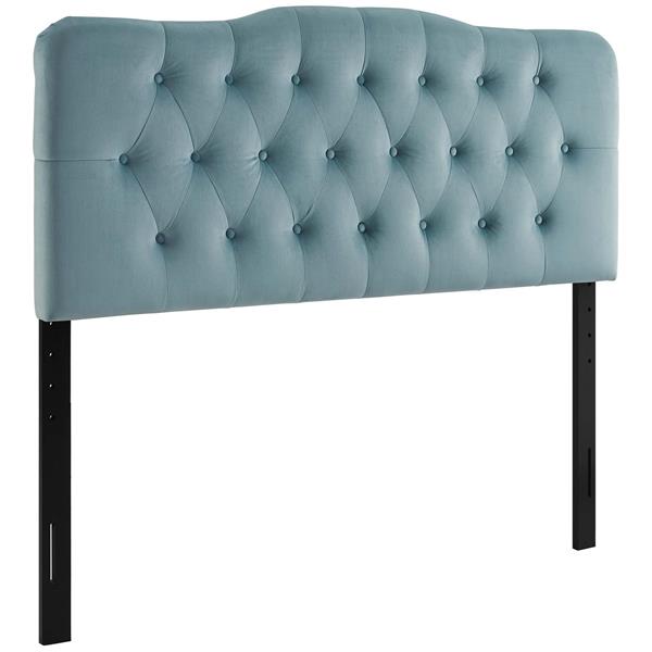 Annabel Queen Diamond Tufted Performance Velvet Headboard - Light Blue 