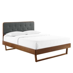 Bridgette Queen Wood Platform Bed With Angular Frame - Walnut Charcoal 
