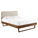 Bridgette Twin Wood Platform Bed With Angular Frame - Walnut Beige - MOD8949