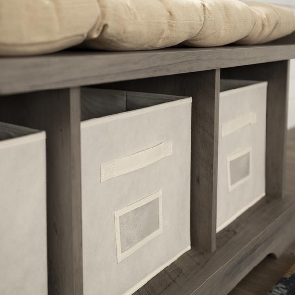 42 Modern Farmhouse Entryway Storage Bench - Grey Wash