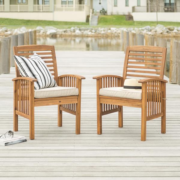 walker edison acacia wood patio chairs