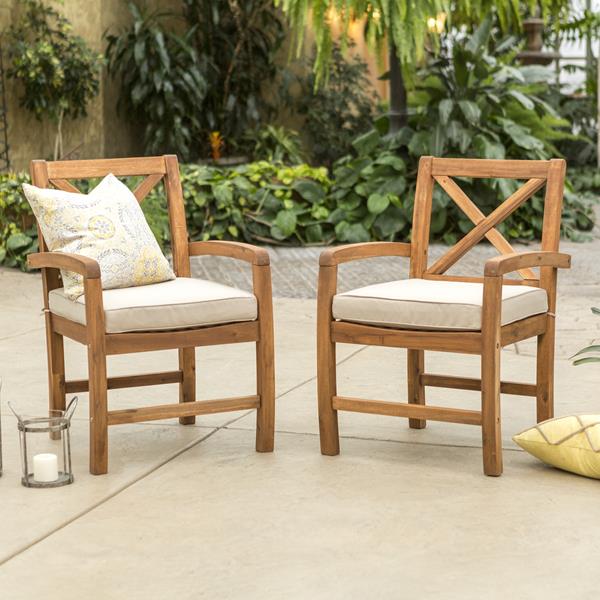 Walker edison acacia discount patio chairs with cushions