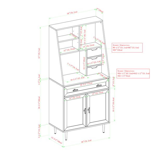 Walker Edison - 4-Drawer Armoire Computer Desk with Hutch - Dark Walnut