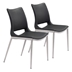 Ace Dining Chair Black &  Brushed Stainless Steel - Set of 2