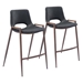 Desi Black Counter Chair - Set of Two - ZUO5019