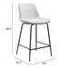 Byron White Counter Chair - ZUO5083