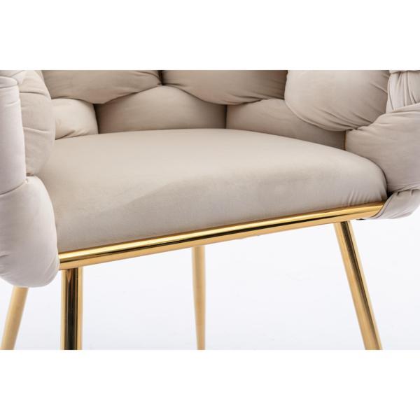 Briarlane Accent Chair - Beige Velvet Upholstery - Gold-Plated Metal Legs - CAB1187