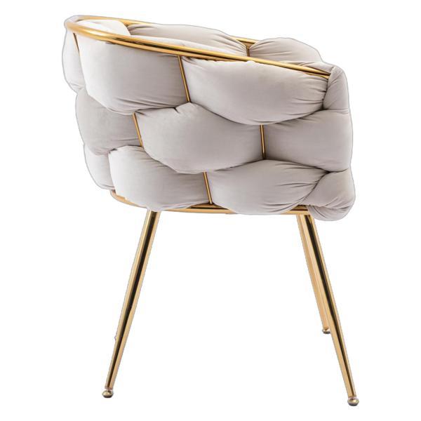 Briarlane Accent Chair - Beige Velvet Upholstery - Gold-Plated Metal Legs - CAB1187