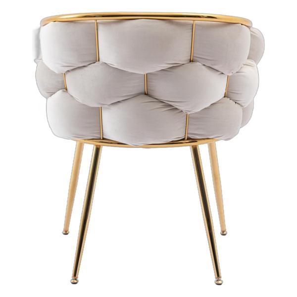 Briarlane Accent Chair - Beige Velvet Upholstery - Gold-Plated Metal Legs - CAB1187