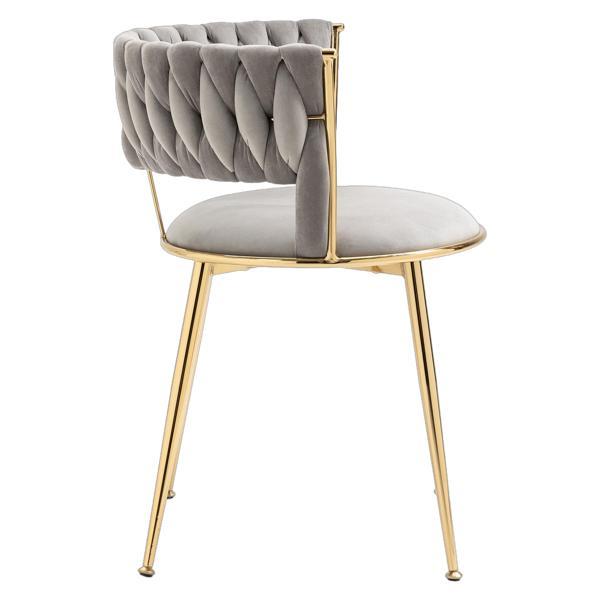 Aurumora Dining Chair - Grey Velvet Upholstery - Golden Metal Legs - Set of 2 - CAB1240