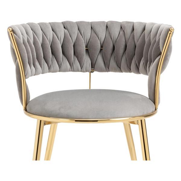 Aurumora Dining Chair - Grey Velvet Upholstery - Golden Metal Legs - Set of 2 - CAB1240