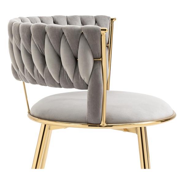 Aurumora Dining Chair - Grey Velvet Upholstery - Golden Metal Legs - Set of 2 - CAB1240