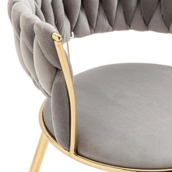 Aurumora Dining Chair - Grey Velvet Upholstery - Golden Metal Legs - Set of 2 - CAB1240