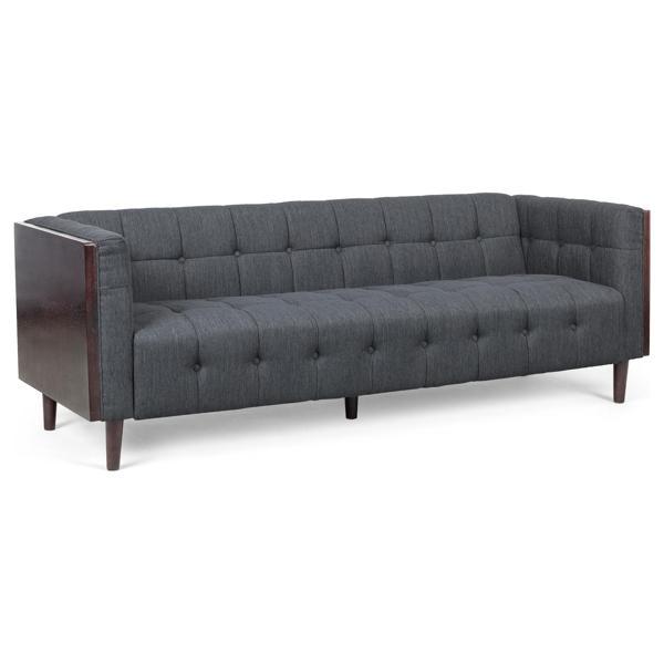 Peakview 89" 3 Seater Sofa - Charcoal Fabric - Rubberwood Frame - CAB1372