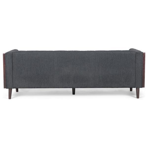 Peakview 89" 3 Seater Sofa - Charcoal Fabric - Rubberwood Frame - CAB1372