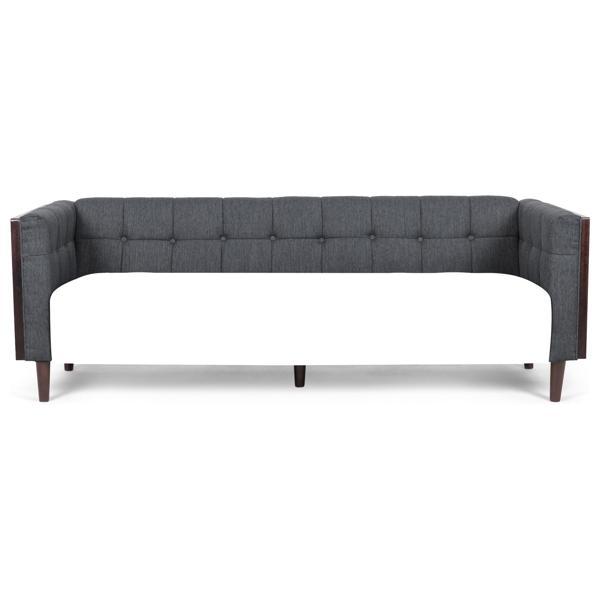 Peakview 89" 3 Seater Sofa - Charcoal Fabric - Rubberwood Frame - CAB1372