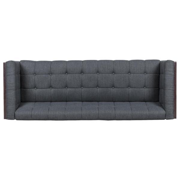 Peakview 89" 3 Seater Sofa - Charcoal Fabric - Rubberwood Frame - CAB1372