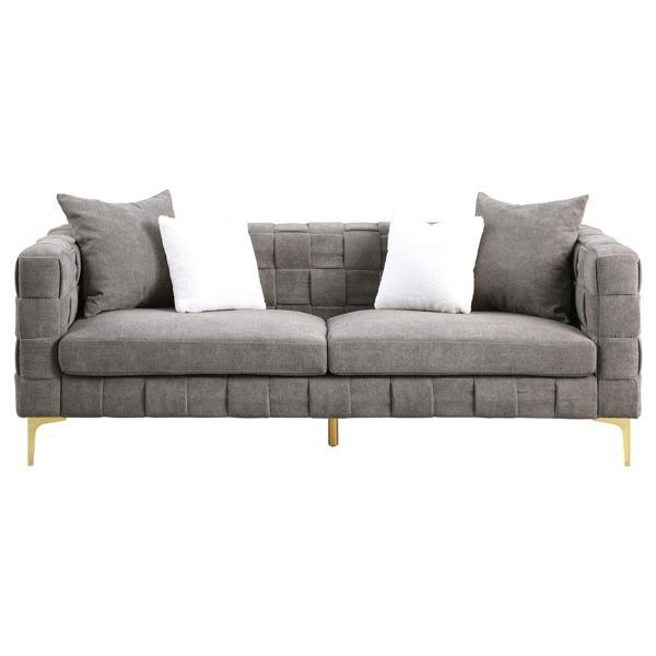 Veloce 85" Sofa - Grey Snowflake Velvet Fabric - Eucalyptus Wood Frame