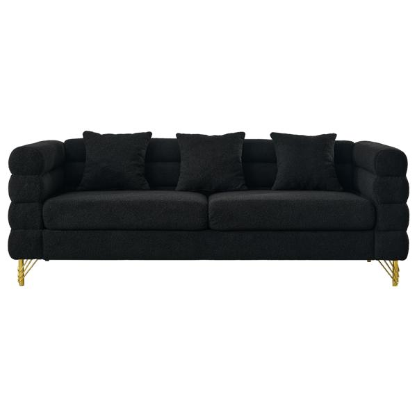 Ixalan 81" Sectional Sofa - 3 Seater Reversible - Black Teddy Fabric - CAB1582