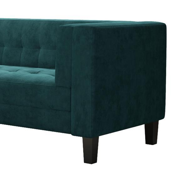 Nelson 3 Seater Sofa - Frosty Green Velvet Fabric - Solid Eucalyptus Wood Frame and Legs - CAB1668